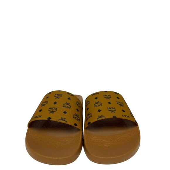 MCM Monogram Print Men's Visetos Sandal Slides Cognac Rubber EU 35 US 5 Youth - Picture 4 of 10